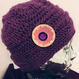 Wool beanie hat w/ double-button embellishments🌸